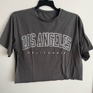 Gray Los Angeles CA Cropped T-Shirt